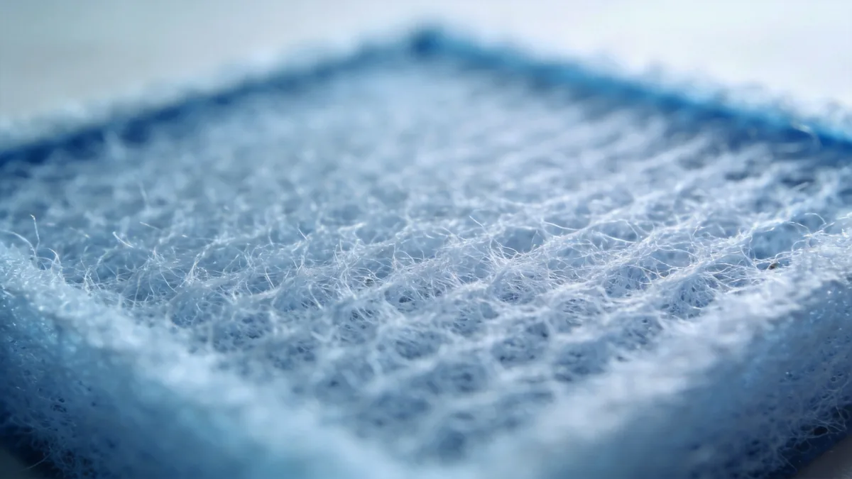 Macro view of a non-woven filter media fibre web